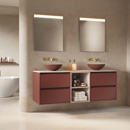 Meuble sanijura plurielle 2 niveaux 160 cm rouge oxyde