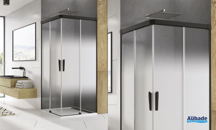 Paroi de douche accès d'angle coulissant 2 volets partiel Ophalys 