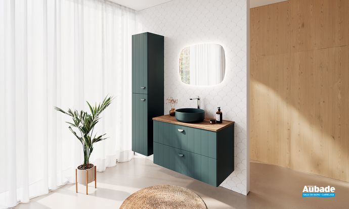 meuble de salle de bain 2 tiroirs blanc avec colonne 2 portes et une demi colonne 1 porte