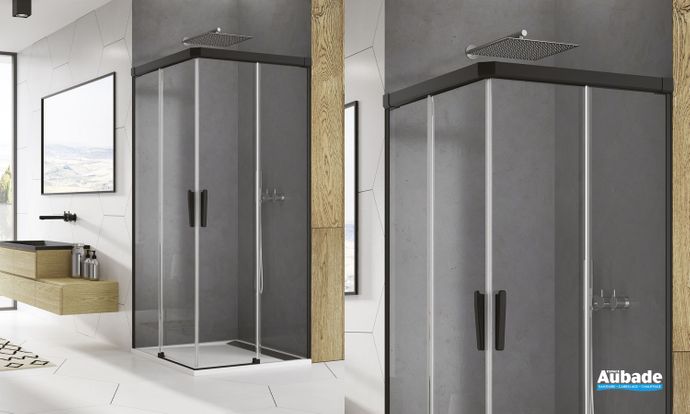 Paroi de douche accès d'angle coulissant 2 volets partiel Ophalys 