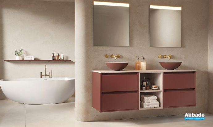 Meuble sanijura plurielle 2 niveaux 160 cm rouge oxyde