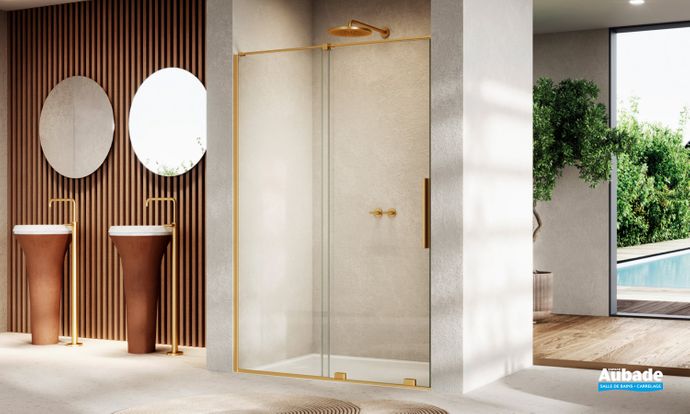 parois de douche plume porte coulissante or brosse