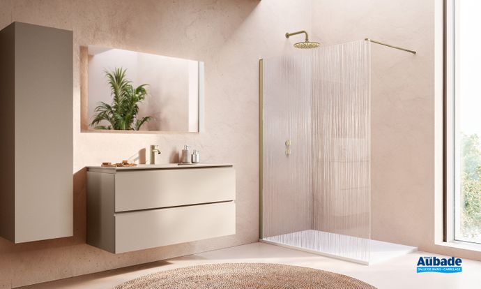 paroi de douche fil d'eau dore brosse 