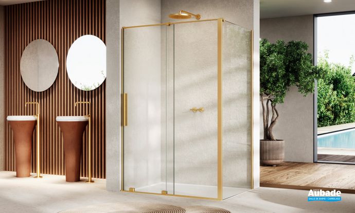 parois de douche plume porte coulissante or brosse