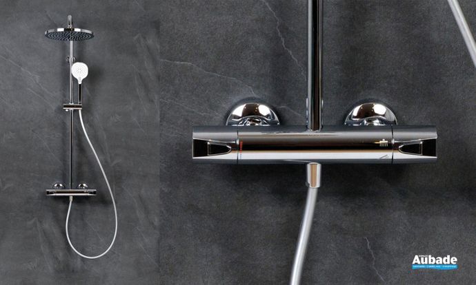 Douche de tête Round Soft Edge chromée et blanc de la collection Clivia par Vigour