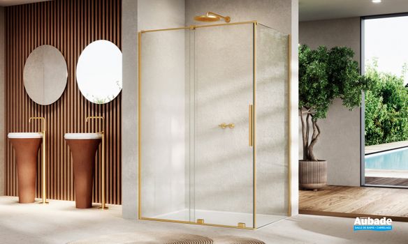 parois de douche plume porte coulissante or brosse