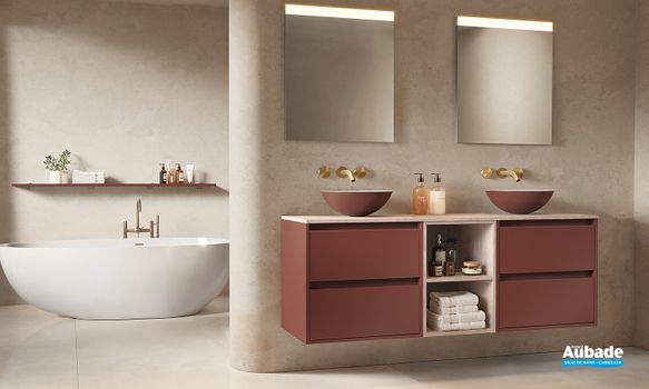 Meuble sanijura plurielle 2 niveaux 160 cm rouge oxyde