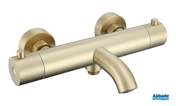 Robinetterie bain douche Aubade Création Inox Line mitigeur thermostatique or brosse