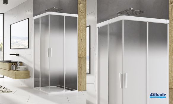 Paroi de douche accès d'angle coulissant 2 volets partiel Ophalys 