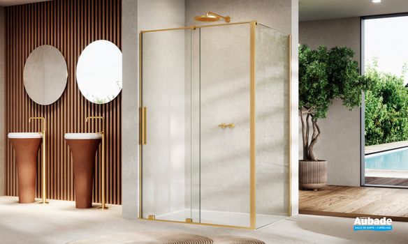 parois de douche plume porte coulissante or brosse