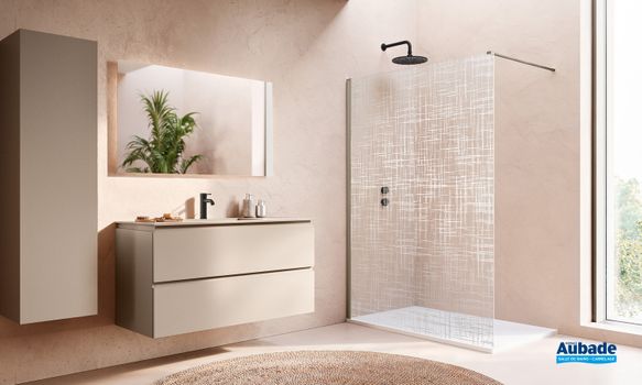 Paroi de douche fixe sérigraphiée chromée SanSwiss Cromalin