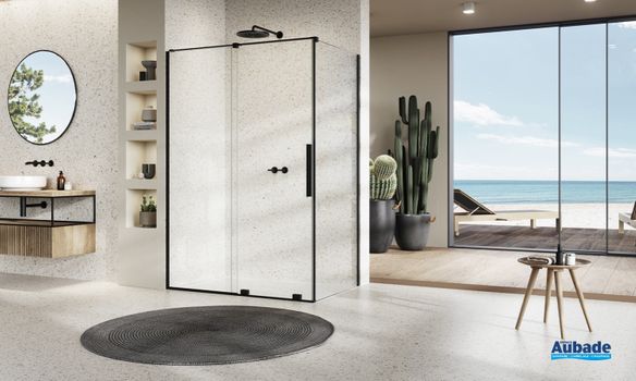 parois de douche plume porte coulissante noir mat
